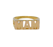 Sterling Silver Gilt 'MAM' Family Name Dress Band Ring Vintage c1970 Size I
