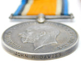 WW1 Medal Group British Army, Mercantile Marine Medal John H Davies Antique