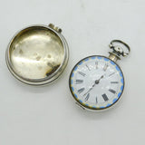 Early-Victorian Sterling Silver Open-Face Pocket Watch Antique 1840 Birmingham