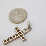 Sterling Silver Paste Set Cross Crucifix Charm Pendant Vintage c1970