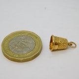 9ct Yellow Gold Sewing Thimble Charm Pendant Vintage 1980 London