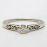 9ct White Gold & 0.2ct Brilliant-Cut Diamond Solitaire Ring Vintage c1990s