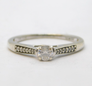 9ct White Gold & 0.2ct Brilliant-Cut Diamond Solitaire Ring Vintage c1990s