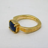 Sterling Silver Gilt & Blue Hardstone Set Dress Ring Vintage c1990s