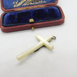 Sterling Silver Mounted Mother of Pearl Corpus Christi Pendant c1930 Antique