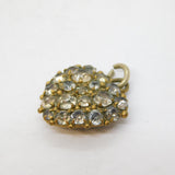 Victorian Gilt Metal & Paste Set Puffy Heart Drop Pendant Antique c1880s