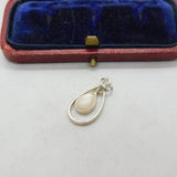 Sterling Silver Mother of Pearl Teardrop Charm Pendant Vintage c1970