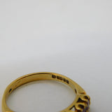 9ct Yellow Gold Seven-Stone Ruby Dress Ring Vintage 1984 London