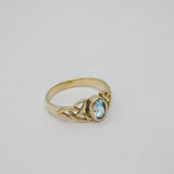 Sterling Silver Oval Topaz Celtic Style Band Dress Ring Vintage c1970 Size N 1/2