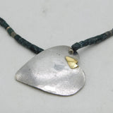 Studio Jewellery Sterling Silver & Hardstone Heart Necklace Vintage London
