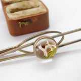 Silver Plated & Reverse Carved Essex Crystal Jack Russell Terrier Tie Clip c1950