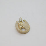 Sterling Silver Horse Head In Horsesheoe Charm Pendant Vintage c1970s