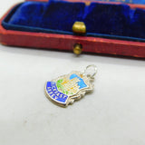 Sterling Silver Enamel Buckfast Abbey Travel Shield Charm Pendant Vintage c1970
