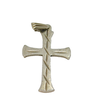 Sterling Silver Patterned Textured Cross Charm Pendant Vintage c1970