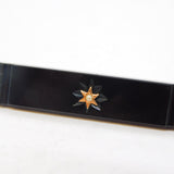 Victorian French Jet, Gold & Rolled Gold Mourning Bar Brooch Antique c1880