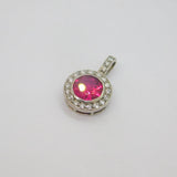 Sterling Silver Ruby & Spinel Set Button Style Charm Pendant Modern c1990s