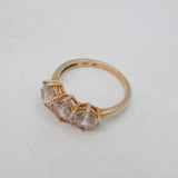 Rose-Gold On Sterling Silver Triple CZ Half Eternity Ring Vintage c2000 Size N
