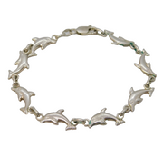 Sterling Silver Novelty Dolphin Pattern Panel Bracelet Vintage c1980s