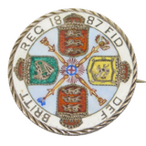 Victorian Sterling Silver & Enamel Florin Coin Brooch Antique 1887