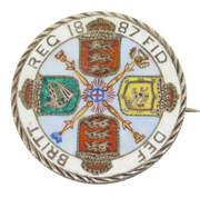 Victorian Sterling Silver & Enamel Florin Coin Brooch Antique 1887
