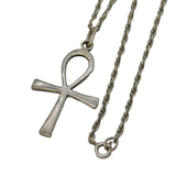 Egyptian Sterling Silver Large Ankh Pendant Necklace Vintage c1970s