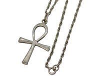 Egyptian Sterling Silver Large Ankh Pendant Necklace Vintage c1970s