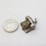 Sterling Silver 'Call 999' Opening Telephone Charm Pendant Vintage c1970