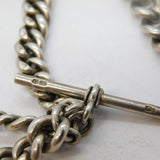 Edwardian Sterling Silver Graduating Albert Watch Chain Necklace Antique Chester