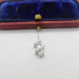 Sterling Silver Blue Topaz Swirl Charm Pendant Vintage c1970