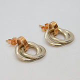 Pair of Sterling Silver & Gilt Entwined Circles Stud Earrings Contemporary c2000