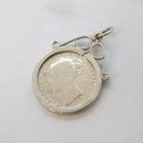 Victorian Sterling Silver 1874 Threepence Coin Fob Pendant Antique