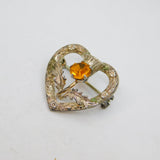 Scottish Sterling Silver Ward Bros Yellow Paste Thistle Brooch Pin Vintage c1950