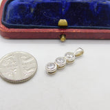 Sterling Silver Diamond Paste Drop Charm Pendant Vintage c1970