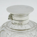 Sterling Silver Topped Cut Glass Scent Bottle Antique 1918 Birmingham