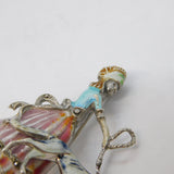 Sterling Silver, Enamel, Marcasite Lady with Dog Brooch Pin Antique c1940