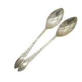 18th Century Irish Provincial Pair of Sterling Silver Grapefruit Spoons Antique