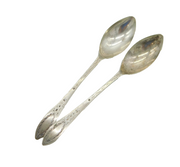 18th Century Irish Provincial Pair of Sterling Silver Grapefruit Spoons Antique