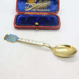 Aksel Holmsen Norwegian Sterling Silver Gilt & Enamel 'Mandal' Souvenir Spoon