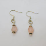 Pair of Sterling Silver Rose Quartz Beaded Hook Drop Earrings Vintage c1970