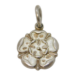 Sterling Silver Enamel Tudor Rose Charm Pendant Vintage c1970
