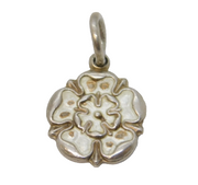 Sterling Silver Enamel Tudor Rose Charm Pendant Vintage c1970