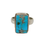 Sterling Silver Natural Turquoise Studio Style Ring Vintage c1990 Size N 1/2