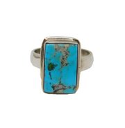 Sterling Silver Natural Turquoise Studio Style Ring Vintage c1990 Size N 1/2