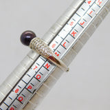 Sterling Silver Pearl & Spinel Adjustable Band Ring Modern c2000 Size M 1/2