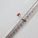 Sterling Silver Round Ruby Solitaire Dress Ring Vintage c1970 Size N