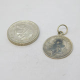 Sterling Silver Threepence Coin Charm Pendant Antique 1917