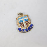 Sterling Silver Enamel Bath Shield Charm Pendant Vintage c1970