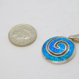 Sterling Silver Greek Opal Set Swirl Charm Pendant Vintage c1970s