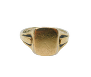 Sterling Silver Lined 9ct Yellow Gold Signet Ring Antique c1930 Size Q 1/2
