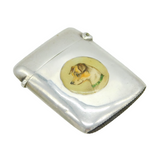 Victorian Sterling Silver & Enamel Jack Russell Terrier Vesta Case Antique